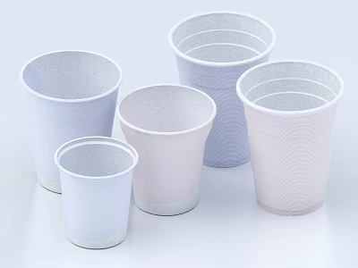 Assorted Colored Paper Cups In Various Sizes With Textured Design For Daily Use 3d model