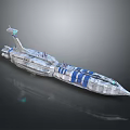 Sci Fi Silver And Blue Streamlined Spaceship With Antenna And Detailed Structures 3d model