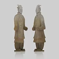 Pair Of Ancient Terracotta Warrior Ceramic Vessels Standing As Historical Statues