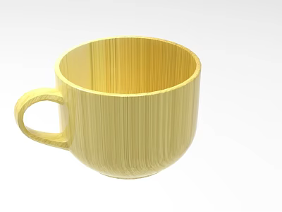 Yellow Wooden Handle Mug with Natural Grain and Simple Design for Daily Use 3d model