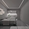 Modern SPA Sauna Interior With Luxurious Bathtub Comfortable Bed And Soft Lighting