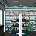 Green And White Specialty Store With Shelves Products Lifebuoy Decor And Window View
