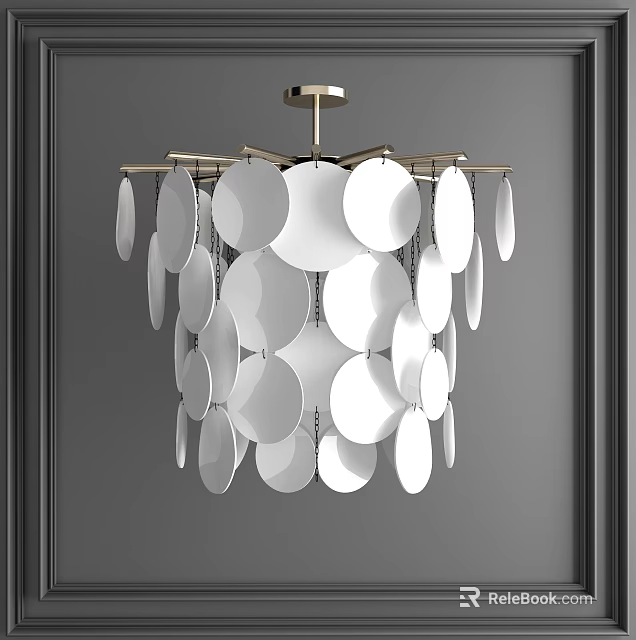 Elegant Modern Chandelier With Circular Metallic Discs For Interior Design 3d model 