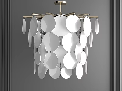 Elegant Modern Chandelier With Circular Metallic Discs For Interior Design 3d model