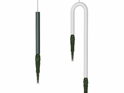 Hanging Decorative Poles With Greenery In Black And White Design 3d model