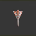 Futuristic Cosmic Spaceship Featuring Streamlined Silver Red Design Wings and Tail for Aerospace Missions