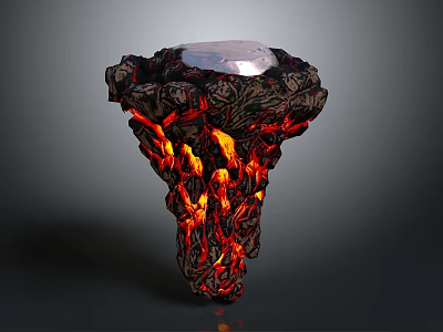 Volcanic Inspired Structure With Glowing Lava Flow And Silver Dome Top 3d model