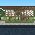 Modern Library Architecture Overhead Library Architecture Rural Community Solid Wood Ecological Micro-Library Architecture Creative Art Overhead Facade Skin Architecture Library 3d model