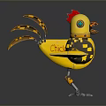 Yellow Mechanical Chick Character With Red Comb Mechanical Wings Legs And CHICK Text