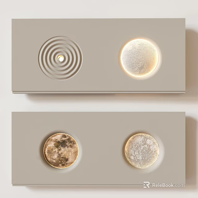 Modern Textured Wall Lamps With Different Patterns And Illuminated Circular Design 3d model 