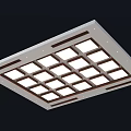 Modern Grid Pattern Ceiling Design With Wooden Strips And Recessed Lights 3d model