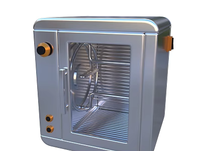 Silver Kitchen Appliance with Transparent Glass Door Metal Racks and Control Knobs Modern Compact Design 3d model