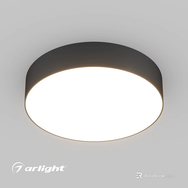 Modern Round Ceiling Light With Sleek Black Frame And Bright White Glow 3d model 