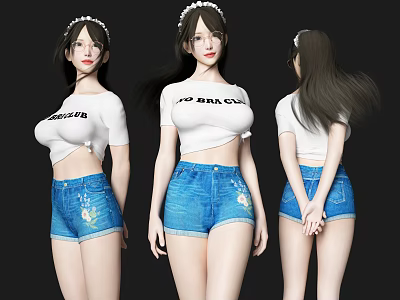 Beauty Character Temperament Beauty Wear Glasses Woman Glasses Beauty 3d model
