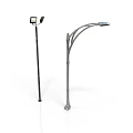 Modern Outdoor Street Light Structures With Straight Pole And Curved Arm Design