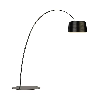 Modern Black Floor Lamp With Arched Metal Stand And Cylindrical Shade 3d model