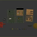 Weapon Storage Cases With Open Green Toolboxes Red Tools And Small Components