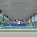 Swimming Pool With Colorful Jellyfish Decorations Blue Water Play Structures And Bright Interior