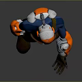 Game Movie 3D Character With Blue Skin Orange Helmet Glowing Arm Devices Brown Pants Boots