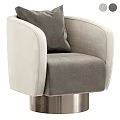 Modern Leisure Chair Upholstered In Light Dark Gray With Armrests And Metal Base