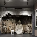 Cultural Center Interior With Exhibits Paintings Pottery And Display Cases