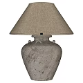 Vintage Table Lamp with Beige Fabric Shade and Crackled Ceramic Base Design for Home Decor