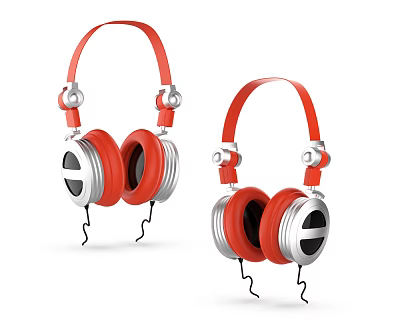 Stylish Red and Silver Over Ear Headphones With Modern Design And Audio Quality 3d model