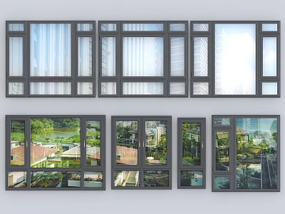 Modern Casement Windows With Aluminum Frames Tempered Glass And Scenic Outdoor Views 3d model