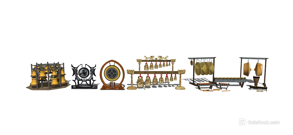 Assorted Musical Instruments and Art Supplies Including Guitars Brushes Paints and Easels 3d model 