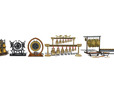 Assorted Musical Instruments and Art Supplies Including Guitars Brushes Paints and Easels 3d model