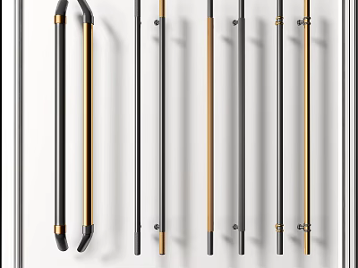 Stylish Metal Cabinet Handles In Black And Gold Modern Design For Furniture 3d model