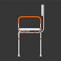 White Leisure Chair With Orange Armrests Silver Frame Backrest Board And Anti slip Feet