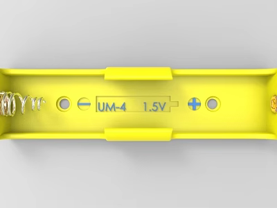 Yellow UM4 1.5V Battery Compartment With Spring Contacts And Plastic Casing 3d model