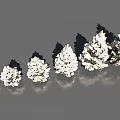 Snow Covered Evergreen Trees in Different Sizes with Reflections on Surface 3d model