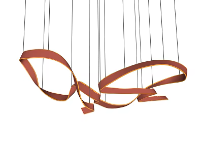 Modern Orange Ribbon like Suspended Chandelier with Contemporary Design Structure 3d model