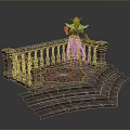 Fantasy Scene Decorative Platform With Stone Balustrade And Intricate Floor Pattern
