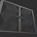 Sturdy Industrial Style Metal Double Door Gate With Chevron Striped Geometric Design