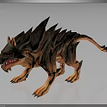 Fierce Mythical Creature With Spiked Back Red Eyes And Sharp Claws 3d model