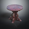 Vintage Round Wooden Side Table With Intricate Carved Base And Classic Design