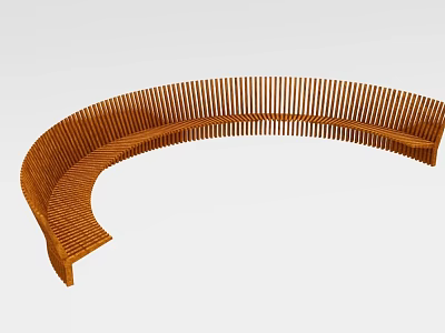 Curved Wooden Slatted Outdoor Chair With Modern Design For Garden Patio Seating 3d model