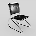 Modern Leisure Chair With Black Leather Seat And Sleek Metal Frame Design