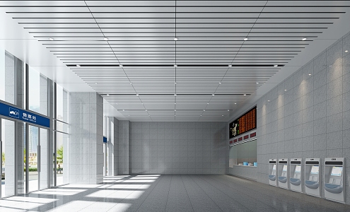 Railway Station Ticket Hall 3d model