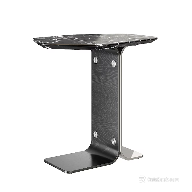 Sleek Modern Side Table With Black Marble Top And Sturdy Metal Frame Design 3d model 