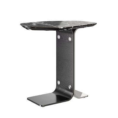 Sleek Modern Side Table With Black Marble Top And Sturdy Metal Frame Design 3d model
