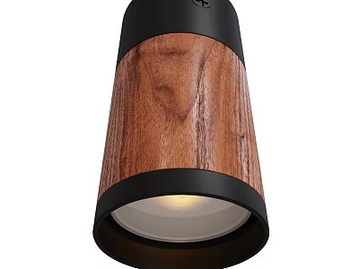 Modern Wooden Cylinder Ceiling Light With Black Frame And Warm Glow 3d model