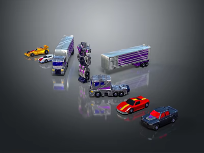 Electric Toys Including Trucks Sports Cars And Transformable Robots In Various Colors 3d model