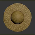 Elegant Yellow Woven Straw Hat With Red Ribbon And Wide Brim Design