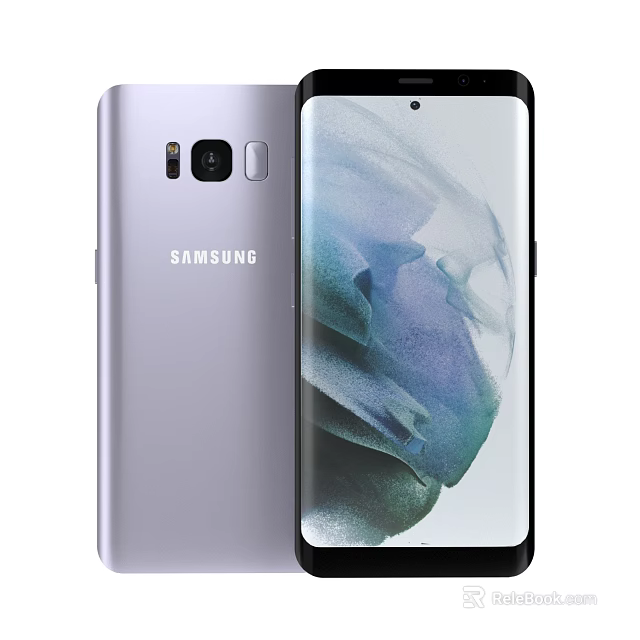 Stylish Samsung Silver Smartphone With Rear Camera Setup And Abstract Display Design 3d model 
