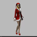 Game And Movie Character In Santa Costume With Red Hat White Trim High Heels
