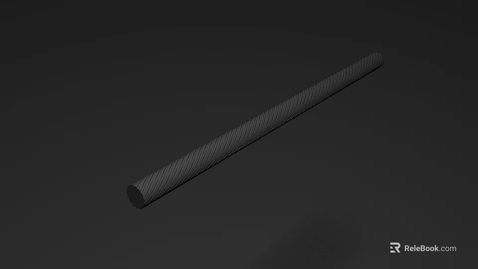 Ribbed Metal Door Handle with Modern Design for Home Interior Decoration 3d model 